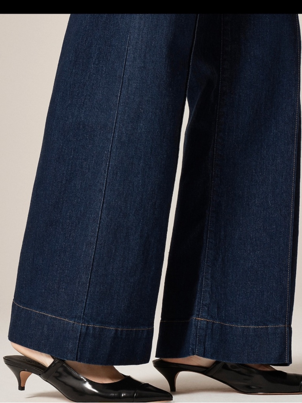 J. Crew Dark Blue Denim Trouser Wide Leg Jean with Stacked Buttons Size 26 Tall - Picture 5 of 16